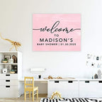 Andaz Press Personalized Large Canvas Baby Shower Welcome Sign, 16 x 20 Inches, Minimal Baby Pink, Guestbook Alternative, Custom Baby Shower Sign, for Baby Shower, Baby Sprinkle - Image 4