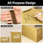 EUSOAR Gift Bags with Handles, 20pcs 16"x6"x12" Thank You Large Paper Gift Bags Bulk, Merchandise Retail Wrapping Bags for Business, Craft Grocery, Boutique, Party Favor, Wedding-Gold - Image 3