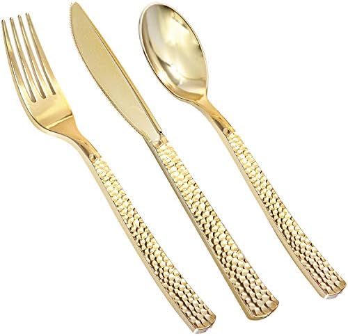 Supernal 180pcs Gold Plastic Silverware Set for Wedding, Party & Catering by supernal