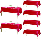 Fokitut 6 Pack Rectangle Tablecloth, 60x120 Inch, Stain Resistant and Wrinkle Polyester Table Cloth, Fabric Table Cover for Kitchen Dining, Wedding, Party, Holiday Dinner-Red by Fokitut