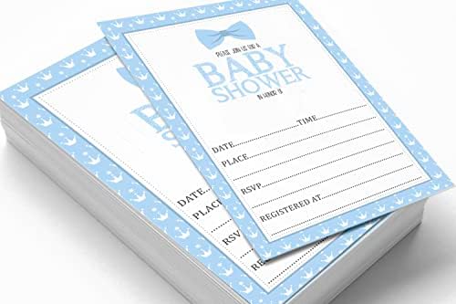 Pack of 30, Boy/Boy Baby Shower Party Collection, Baby Shower Invitation Cards, Fill in the Blank Invites WIth Envelopes, Little Man Theme Party Supplies - Image 3