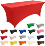 6-Pack 6ft Red Spandex Table Covers for Rectangle Standard Folding Tables - Wrinkle Resistant Stretch Tablecloths - Ultimate Fitted Table Protector for Parties, Trade Shows, Wedding - Image 3