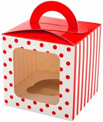 Restaurantware Square Red Paper Cupcake Window Box, 4.5 x 4.5 In, 100 Pack - Image 2
