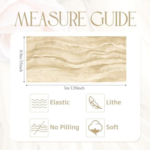 Wokceer Cheesecloth Table Runner Beige 10FT Boho Gauze Runner, 12 Pack - Image 2