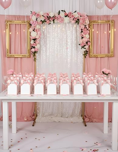 AmazingSpark 50 Pcs White Rose Gold Mini Gift Bags Bulk 6.3 x 3.9 x 2.8 Inch Party Favors Elegant Small Gift Bags with Handles and Ribbon Bows for Wedding Birthday Bridal Baby Shower Party Favors - Image 5