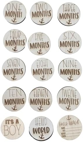 Wooden Monthly Milestone Cards – Set for Baby Photos – Newborn Milestone Discs – Engraved Wooden Baby Age Markers for Monthly Growth Photos – Perfect Baby Shower Gift by AVTRBoutique