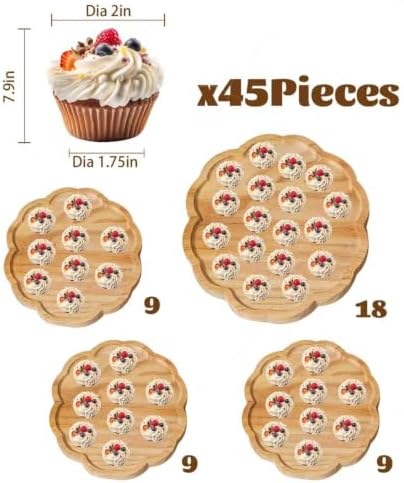 4-Tier Wood Petal Cupcake Stand, Holds up to 50 Cupcakes for Parties - Image 4