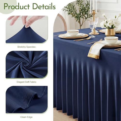 2Pack Spandex Tablecloth for 6FT Rectangle Tables,Table Skirt - Image 3