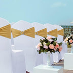 Babenest 100PCS Spandex Chair Sashes Bows for Wedding Party, Gold - Image 2
