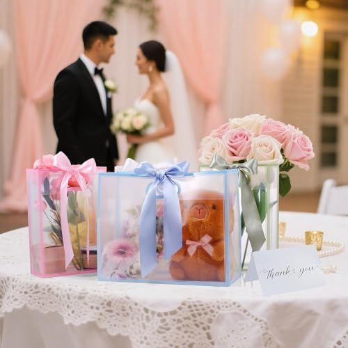 GAWBYET 24 Pcs Clear Plastic Gift Bags with Handles,Blue - Image 6