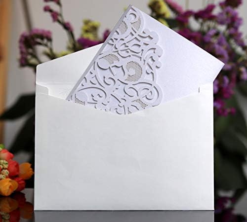 50PCS 3D Lace Flower Laser Cut Wedding Invitation Cards with Envelope Blank Inner Sheet Hollow Out Flower Shape Invitations for Wedding Quinceanera Birthday Shower Engagement Party 02 - Image 7