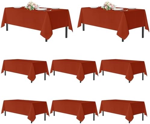 sancua Thanksgiving Tablecloths Rectangular 60x120 Inch, 8 Pack Rust by sancua