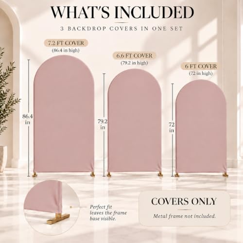 Set of 3 Stretchy Wedding Arch Backdrop Covers, 7.2FT, 6.6FT & 6FT - Image 6