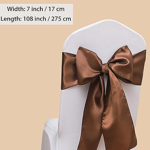 50 Pack Satin Brown Chair Sashes Bows for Thanksgiving Halloween Autumn Wedding Birthday Party Deocrations, Brown Sashes for Chair Covers Folding Chairs Chiavari Chairs Decorations - Image 5