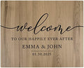 Andaz Press Personalized Large Wooden Welcome Sign for Wedding Rustic Welcome Sign 16" x 20" Custom Names Happily Ever After Wedding Signage English Oak MDF Wood Finish Reception Indoor Outdoor Signs by AndazPress