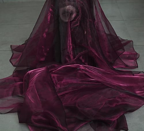 75 Yard Organza Fabric 44" Wide for Wedding Event Décor - Wine - Image 3