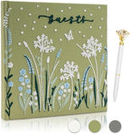 Embroidered Wedding Guest Book—The Perfect Polaroid Guest Book for Wedding Receptions, Birthdays, Baby Showers, and Special Events with 3 Photo Corner Stickers+ 3 DIY pens+1 Diamond Pen by Gatyko