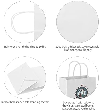 COGLARING 100Pcs White Gift Bags with Handles - 11x5.9x11 Inch Kraft Paper Bags Bulk for Weddings, Parties, Retail & Gift Wrapping - White Paper Bag - Image 4