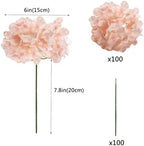 WEISPARK 100PCS Artificial Hydrangea Flowers, Fake Flowers Silk Hydrangea Full Flowers Heads with Stems for Wedding Home Party Shop Baby Shower Decor (Light Pink) - Image 2