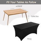 Fixwal 6 Pack 6FT Black Tablecloth Rectangle Spandex Fitted Table Cover - Image 3