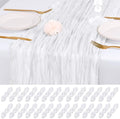 28 Pack White Cheesecloth Table Runner 17x108 Inch Semi Sheer Boho Gauze Cheese Cloth Fabric Table Runners, for Wedding Party Baby Shower Birthday Home Decor Garden Farmhouse by Unknown