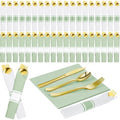 Lasnten 50 Pcs Pre-rolled Gold Plastic Silverware Set, Sage Green by Lasnten