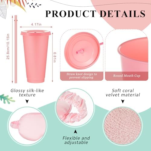 Nuogo 6 Set 43 Pcs Baby Shower Prizes for Game Winners Baby Shower Favors Gifts Include Plastic Tumbler Blanket Eye Masks Silk Headband Bag Socks Tag Ribbon, Bridal Player Winners Game Gifts (Pink) - Image 5