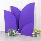Efavormart Set of 4 Purple Spandex Half Moon Arch Covers, Custom Fit Chiara Backdrop Slipcovers 2.5ft-7ft for Regal Ceremonies and Mystical Events by efavormart