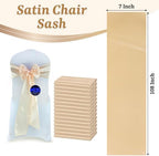 MDS® Pack of 50 Satin Chair Sashes for Wedding & Events – Beige - Image 3
