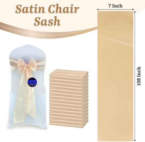 MDS® Pack of 300 Satin Chair Sashes for Wedding & Events – Beige - Image 3