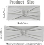 Silver Grey Chair Sashes 50 Pack Spandex Grey Sashes for Chairs Covers Universal Stretch Chair Sashes Band with Heart Buckle Slider for Wedding Banquet Party Decorations - Image 2