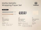 Vitalizart Matte Metallic Silver Wrapping Paper Set 30" Ribbons & Gift Tags - Image 2