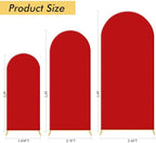 Set of 3 Wedding Arch Backdrop Stand,4+5+6 FT，Small Metal Arch Frame with 3 Red Backdrop Covers,Easy Setup for Birthday Baby Shower Anniversary Dessert Table Decoration - Image 2