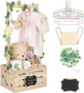 Wooden Baby Shower Crate Closet with Adjustable Handle & Garland, Large Personalized Baby Shower Basket Clothes Hangers Rack Storage Box, Pregnancy Gifts for New Parents Newborn Boy Girl by ELESTONE