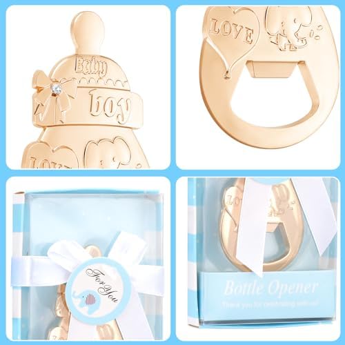 24 Packs Blue Baby Shower Bottle Opener Favors for Guests - Baby Bottle Design Baby Boy Return Gifts, Wedding Favors, Party Decorations - Image 4