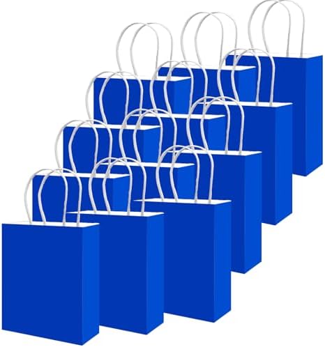 qiqee 100PCS Gift Bag with Handles Bulk Diamond Blue Paper Bags Multiple Uses (8.3"x3"x6"inch Small Size) - Image 2