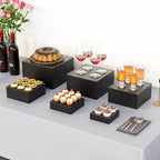 Metal Buffet Risers,6PCS Food Risers for Buffet Table 5in to 10in Display Stand for Catering Dessert Black Cube Boxes Nesting Risers with Hollow Bottoms (Matte black, 6P-Square(5IN to 10 IN)) - Image 3