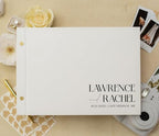 Personalized Luxe Photo Guest Book (Design 4) – 11.5 x 8.5" Minimal Aesthetics, Screw Bound with Custom Eggshell Hardcover & Photo + Lined or Blank Pages - Wedding, Baby Shower, Anniversary by ModernAlbumDesigns