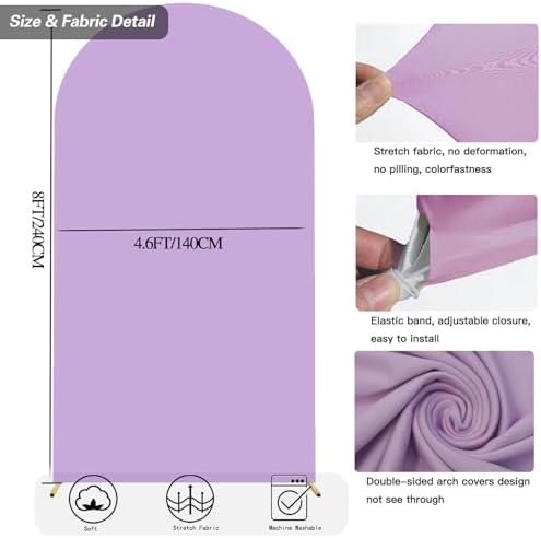 8 FT Arch Backdrop Cover, Wedding Purple Arch Covers Stretchy Backdrop Spandex Fitted for Chiara Stand Birthday Baby Shower Party Ceremony Decoration Purple 8FT - Image 6
