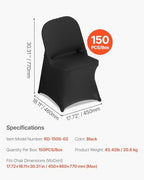 VEVOR Chair Covers, Polyester Spandex Chair Cover, Stretch Slipcovers for Wedding Party Dining Banquet Flat-Front Chair Covers (Black-c, 150PCS) - Image 7