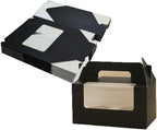 JIYIXhylera 100 Pack Black Cupcake Boxes with Handle, 2 Cavity Kraft Paper Muffin Boxes with Clear Window, 6.49x3.74x3.54 Inch Cupcake Containers for Wedding, Birthday, Christmas Party Favors - Image 5
