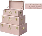 Vixdonos Decorative Box Set of 3 Metal Trunks Chest with Safety Lock Clasp for Treasure Organization and Home Dorm Decor,26.8x16.5x11Inches - Image 2