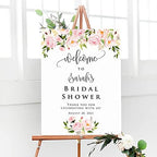 Personalized Light Pink Floral Bridal Shower Welcome Sign, Customized Bridal Luncheon Baby Shower Baptism Celebration Welcome Poster Board Canvas by BlissfulMelodyDesign