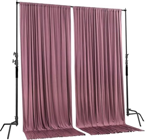AK TRADING CO. 10 feet x 8 feet IFR Polyester Backdrop Drapes Curtains Panels with Rod Pockets - Wedding Ceremony Party Home Window Decorations - Dusty Rose - Image 2