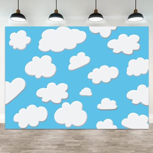 15x8ft Blue Sky White Clouds Backdrop Cartoon Kids Birthday Party Photography Background Natural Scenery Wedding Baby Shower Banner Decorations Newborn Adult Portrait Photo Booth Prop by ASDCXZ
