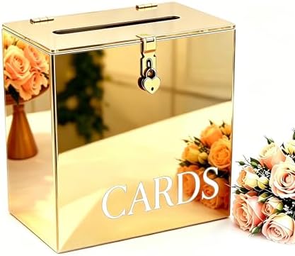 Gold Mirror Acrylic Wedding Card Box by Unknown