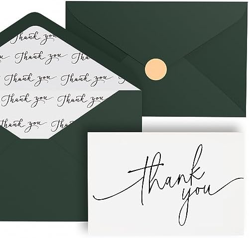 Goefun 144 Pack Thank You Cards with Envelopes Bulk Pack 4×6 Green by Goefun