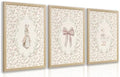 PORENY Baby Girl Nursery Wall Art Set of 3, Pink Bow Rabbit Goose Canvas Prints, Cute Floral Nursery Decor, Vintage Neutral Animal Artwork for Girls Room Kids Bedroom Wood Framed 12x16 Inch by Unknown