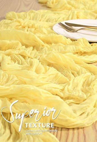 18 Pack Cheesecloth Table Runner 10FT Light Yellow Table Runner Boho Gauze Cheese Cloth Table Runners Long Rustic Sheer Table Decorations for Wedding Party Baby Bridal Shower Birthday Holiday Home - Image 4