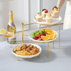 MALACASA Round 3 Tier Serving Tray, 10 Inch White Porcelain Dessert Stand - Image 6